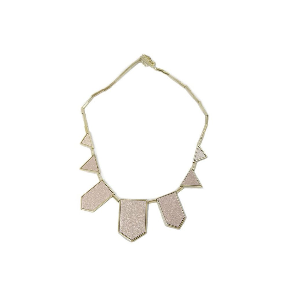 House of Harlow 1960 Immediates Classic Leather Station Necklace GOLD - PINK